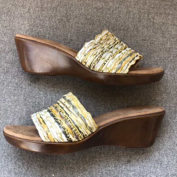 Worn once! - A2 AEROSOLES ‘Say Yes’ Woven Wedge Slide Sandals - Picture 2 of 14